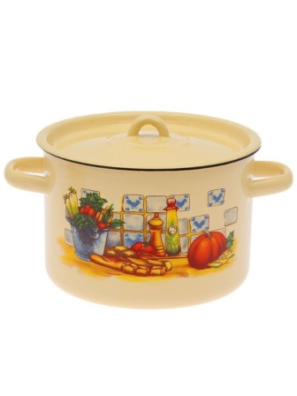 Кастрюля эмалированная 7 л, Стальэмаль 1с18с, Дачная, кремовый