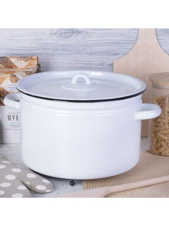 Кастрюля эмалированная 7 л, Стальэмаль 2с18, без рисунка, серо-голубой