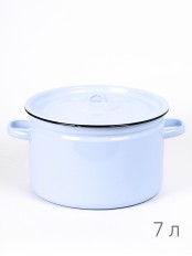 Кастрюля эмалированная 7 л, Стальэмаль 2с18, без рисунка, серо-голубой