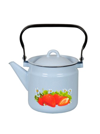 Чайник эмалированный  2 л, Стальэмаль 1с25с, Клубника садовая серо-голубой