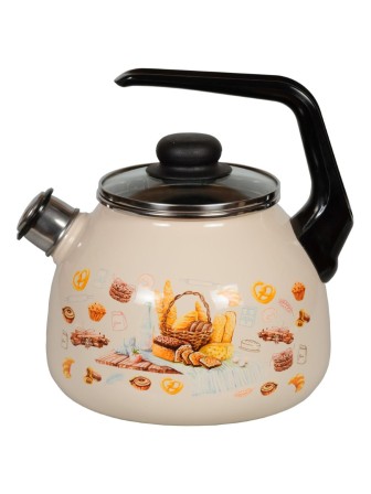 Чайник со свистком 3 л эмалированный 4с209я Хлеб/слоновая кость