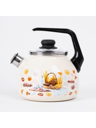 Чайник со свистком 3 л эмалированный 4с209я Хлеб/слоновая кость