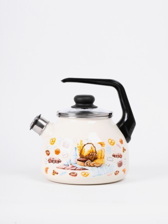 Чайник со свистком 3 л эмалированный 4с209я Хлеб/слоновая кость