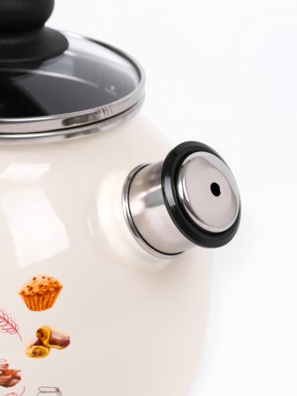 Чайник со свистком 3 л эмалированный 4с209я Хлеб/слоновая кость