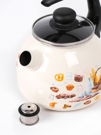 Чайник со свистком 3 л эмалированный 4с209я Хлеб/слоновая кость