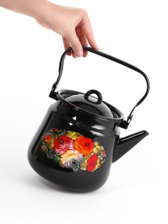 Чайник эмалированный  3,5 л, Стальэмаль 1с26с, Жостово черный