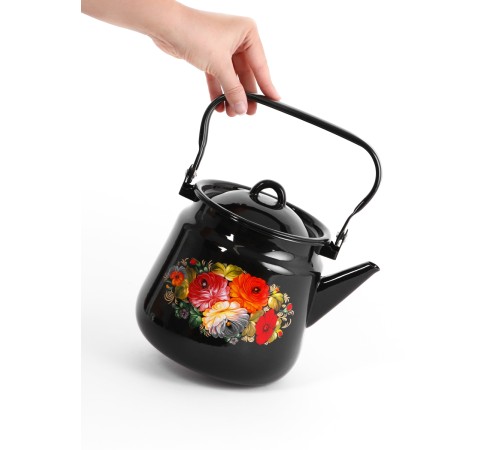 Чайник эмалированный  3,5 л, Стальэмаль 1с26с, Жостово черный