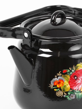 Чайник эмалированный  3,5 л, Стальэмаль 1с26с, Жостово черный