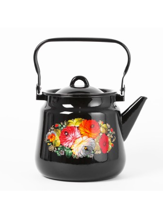 Чайник эмалированный  3,5 л, Стальэмаль 1с26с, Жостово черный