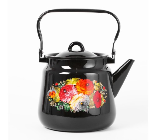 Чайник эмалированный  3,5 л, Стальэмаль 1с26с, Жостово черный