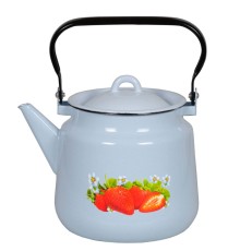Чайник эмалированный 3.5 л 1с26с Клубника садовая, серо-голубой