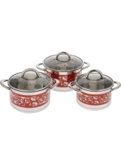 Набор кастрюль из нержавеющей стали MAYER & BOCH 25176 "Цветок", красный