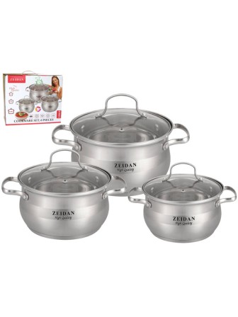 Набор кастрюль Zeidan Z-50610 6 предметов, нержавеющая сталь, 2.1/3/4 л