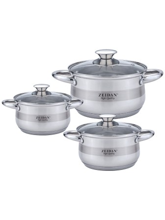 Набор кастрюль Z-50632 6 предметов, нержавеющая сталь, 2/3/4 л