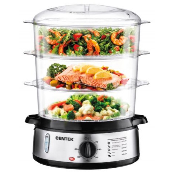 Пароварка Centek CT-1457 800 Вт, 3 чаши