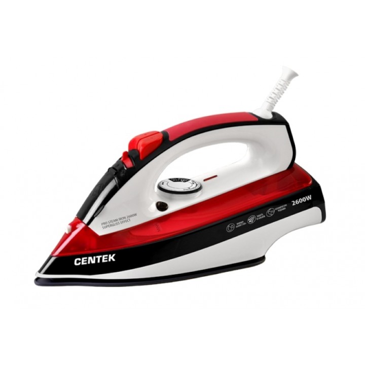 Утюг Centek CT-2336 2600 Вт, керамическая подошва, самоочистка, красный