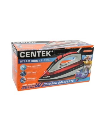 Утюг Centek CT-2336 2600 Вт, керамическая подошва, самоочистка, красный