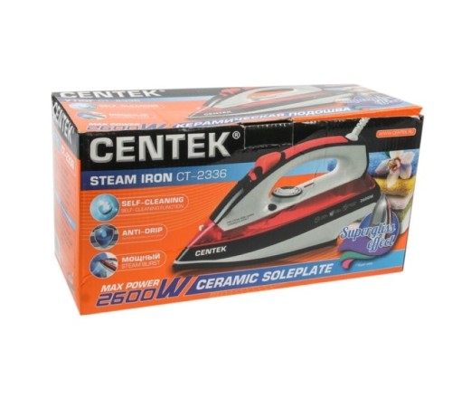 Утюг Centek CT-2336 2600 Вт, керамическая подошва, самоочистка, красный