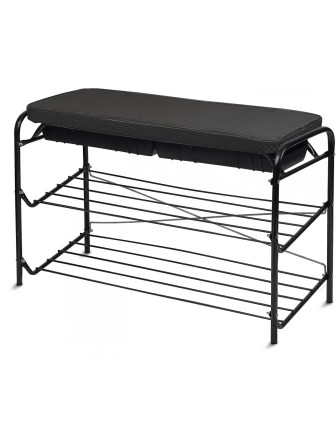 Этажерка для обуви НИКА ЭТП3/Ч, с ящиком-сиденьем, черная