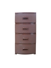 Комод пластиковый Росспласт РП-421 с 4 ящиками Ротанг коричневый