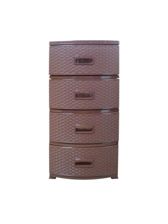 Комод пластиковый Росспласт РП-421 с 4 ящиками Ротанг коричневый