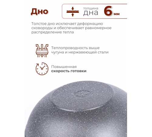 Сковорода ВОК Гранит 78701 28 см, несъемная ручка Сковорода ВОК Гранит 78701 28 см, несъемная ручка
