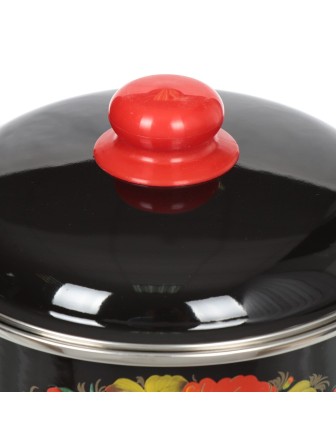 Набор кастрюль эмалированных (2 л, 4 л, 5,5 л) л, Стальэмаль 1с408, Жостово, черный