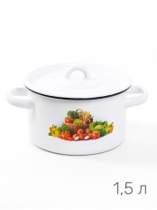 Кастрюля эмалированная 1,5 л, Стальэмаль 1с15с/1, Сентябрь, белоснежный
