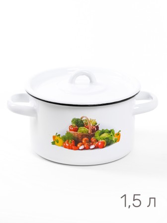 Кастрюля эмалированная 1,5 л, Стальэмаль 1с15с/1, Сентябрь, белоснежный
