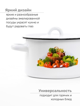 Кастрюля эмалированная 1,5 л, Стальэмаль 1с15с/1, Сентябрь, белоснежный