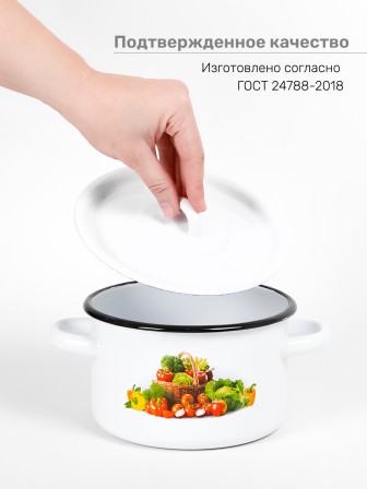 Кастрюля эмалированная 1,5 л, Стальэмаль 1с15с/1, Сентябрь, белоснежный
