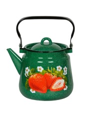 Чайник эмалированный  2,5 л, Стальэмаль 1с24с, Клубника садовая изумрудный
