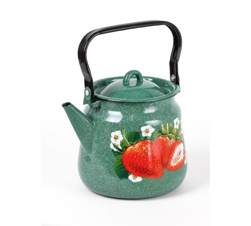 Чайник эмалированный  3,5 л, Стальэмаль 1с26с, Клубника садовая изумрудный