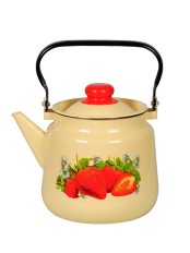 Чайник эмалированный  3,5 л, Стальэмаль 1с26с, Клубника садовая кремовый