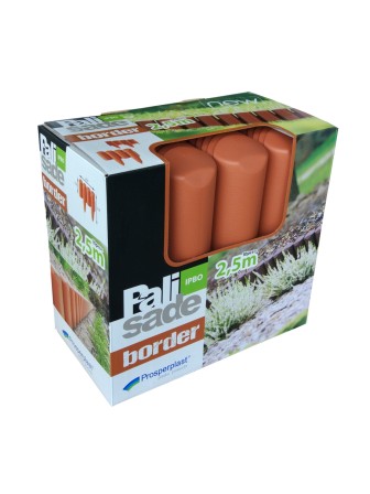 Бордюр пластиковый садовый Prosperplast IPBO-R624 Palisada border, терракотовый, 250 см