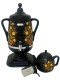 Самовар Добрыня 4 л ДО-428, керамический чайник 1 л, черный с росписью