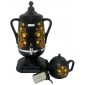 Самовар Добрыня 4 л ДО-428, керамический чайник 1 л, черный с росписью
