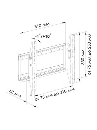Кронштейн TRONE LPS 30-50 LЕD 17"-32" черный наклонный