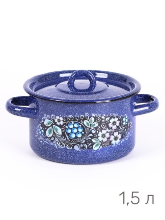 Кастрюля эмалированная 1,5 л, Стальэмаль 1с15с/1, Голубика, синий
