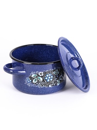 Кастрюля эмалированная 1,5 л, Стальэмаль 1с15с/1, Голубика, синий