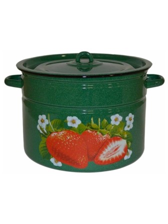 Кастрюля эмалированная 12,5 л, Стальэмаль 1с300с, Клубника садовая, изумрудный