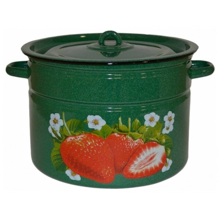 Кастрюля эмалированная 12.5 л Клубника садовая 1с300с изумрудная