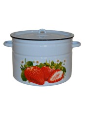 Кастрюля эмалированная 12,5 л, Стальэмаль 1с300с, Клубника садовая, серо-голубой