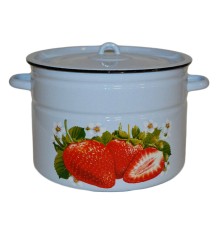 Кастрюля эмалированная 12.5 л Клубника садовая 1с300с серо-голубой