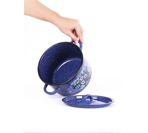 Кастрюля эмалированная 2,9 л, Стальэмаль 1с16с/1, Голубика, синий