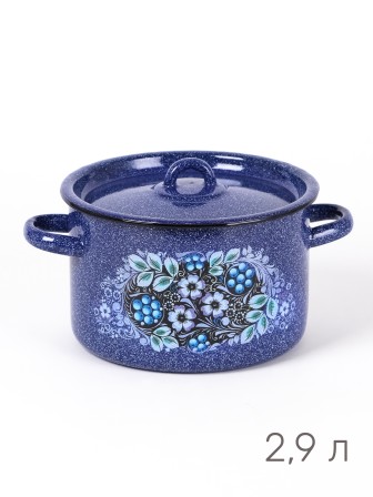 Кастрюля эмалированная 2,9 л, Стальэмаль 1с16с/1, Голубика, синий