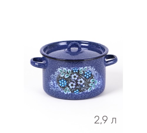 Кастрюля эмалированная 2,9 л, Стальэмаль 1с16с/1, Голубика, синий