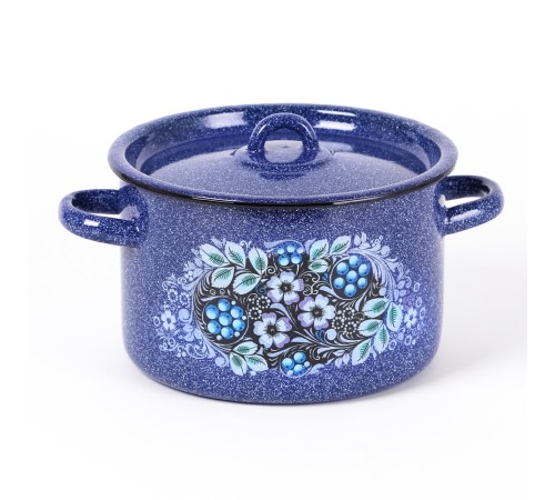 Кастрюля эмалированная 2,9 л, Стальэмаль 1с16с/1, Голубика, синий