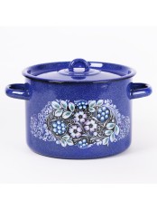 Кастрюля эмалированная 4,5 л, Стальэмаль 1с17с, Голубика, синий, с зерном