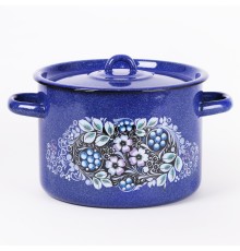 Кастрюля эмалированная 4,5 л, Стальэмаль 1с17с, Голубика, синий, с зерном